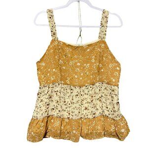 Anthropologie Paper Crane Women's Tiered Top Large Peasant Prairie Boho Floral